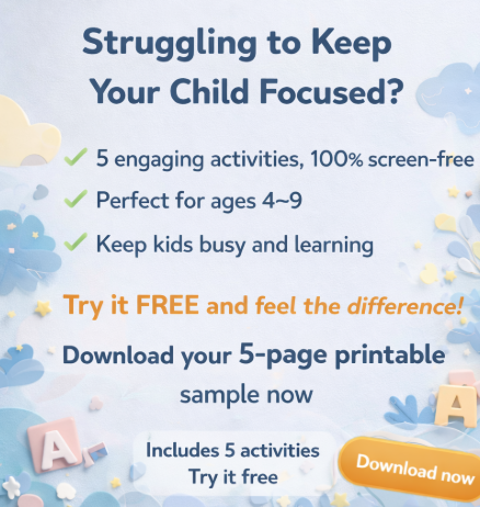 FREEMIUM 5 Printable Activities Screen-Free Learning
